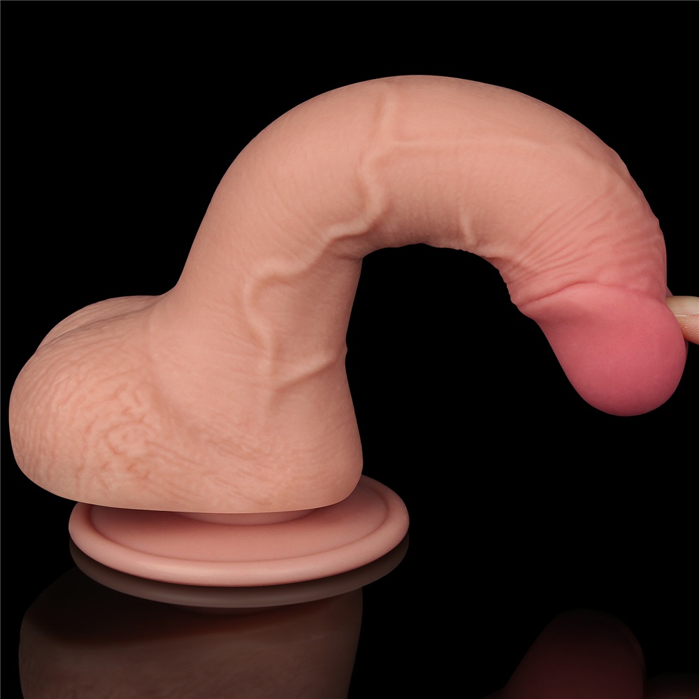 Made of realistic dual-layer sliding-skin material for Iifel... Lovetoy - 7.5" Curved Sliding Skin Dildo - Flesh photo-7
