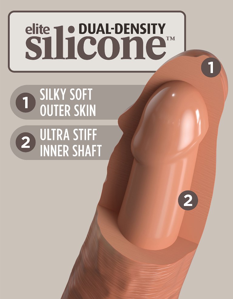 The King Cock Elite silicone dildo is made from high-quality... King Cock - 6" Elite Cock - Caramel photo-5
