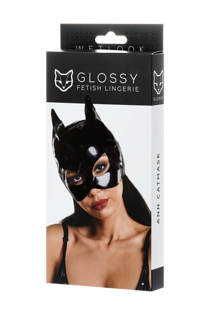 A glossy catwoman mask with flowing cutouts is the perfect f... Glossy - Ann Wetlook Mask - Black photo-3