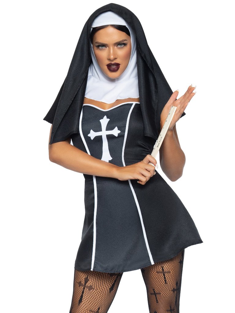 No amount of Hail Marys will absolve you of how sinfully sex... Leg Avenue - Naughty Nun Costume - Black - S photo-4