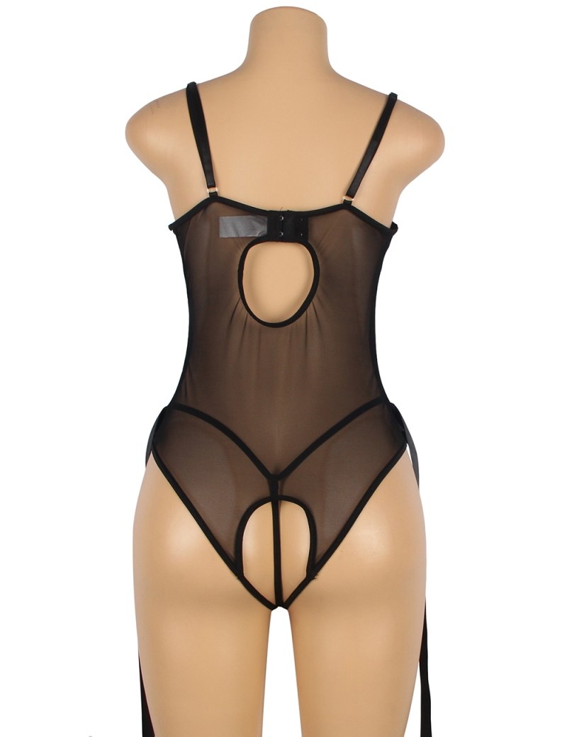 Sexy Black Hollow Out Underwire Bra Design Teddy
Material&... Ohyeah - Hollow Out Restraint Teddy - Black - XL photo-13