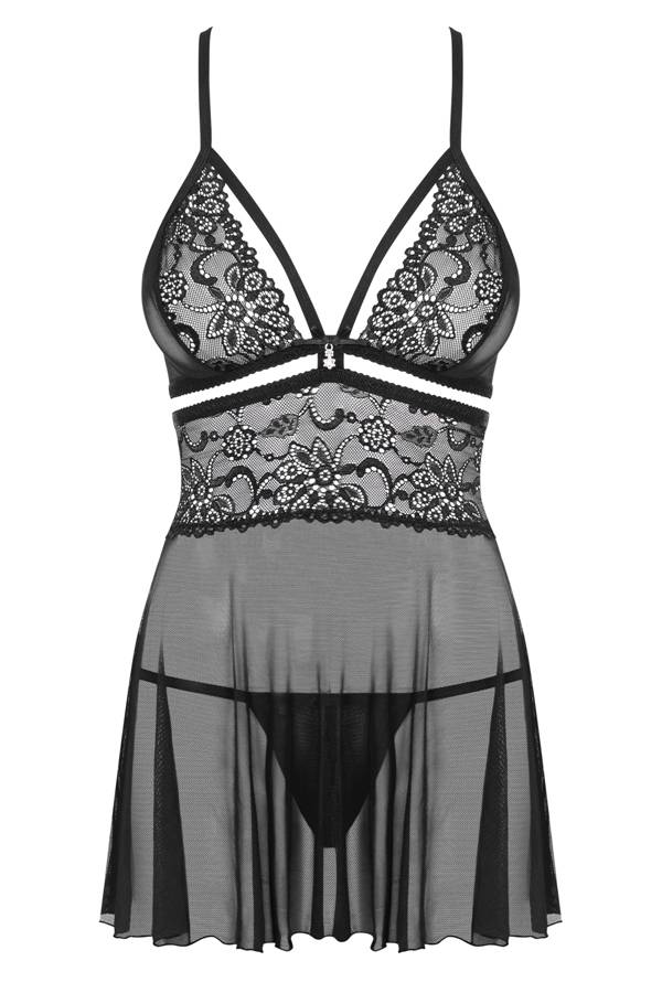 Do you like to warm up the atmosphere in your bedroom? You’l... Obsessive - 838-BAB-1 Babydoll & Thong - Black - XXL photo-8