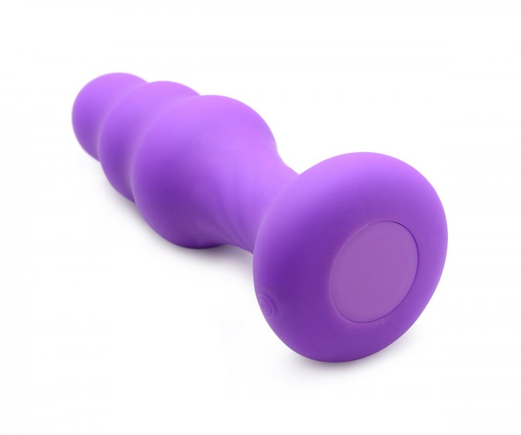 Slim and ribbed for the perfect combination of texture and c... Thump It - 7X Slim Ribbed Thumping Anal Plug - Purple photo-4