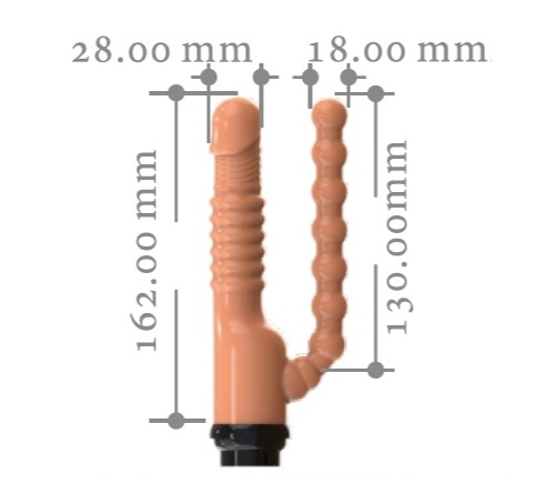 Vibrating double anal dildo compatible with Z-Sex machines X... Z-Sex - Attachment Double Anal Dildo - Flesh photo-2