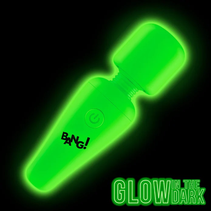 Enjoy this powerful, travel-friendly, glow-in-the-dark mini ... Bang! - 10X Glow Mini Wand Massager - Green photo-2
