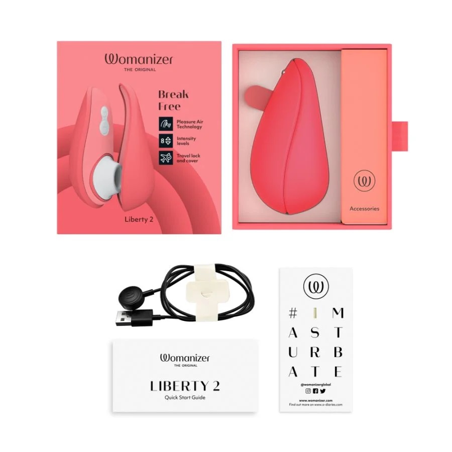 Pleasure Air clitoral stimulator in hygienic travel case so ... Womanizer - Liberty 2 - Vibrant Rose photo-7