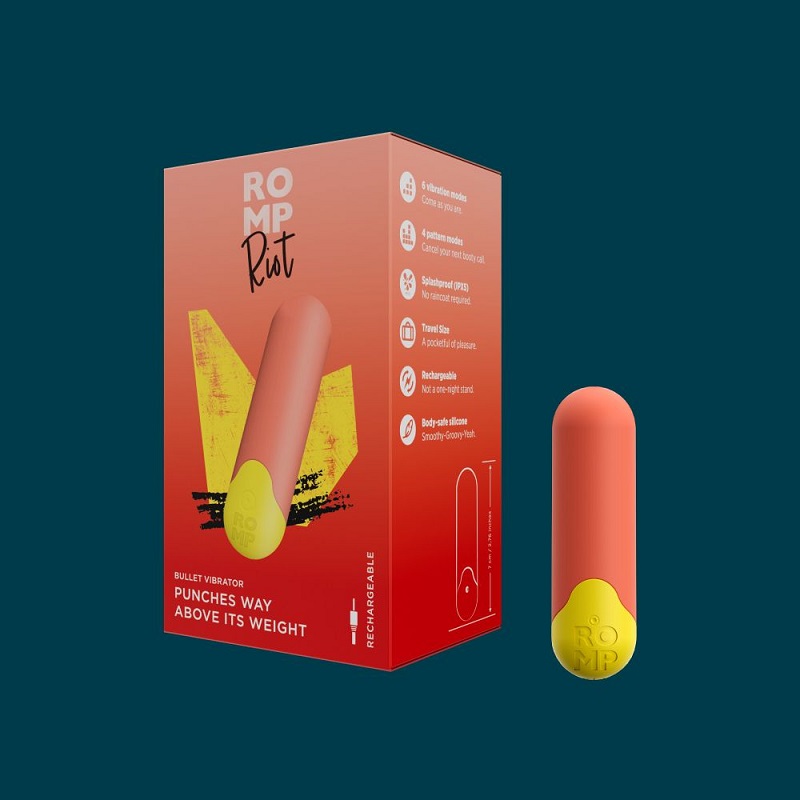 小巧而强大!子弹头振动器 ROMP Riot 是一款超袖珍且简便的玩具,以令人惊叹的强大振动刺激阴蒂。这款整洁、防溅的玩... Romp - Riot Bullet 强力迷你环动子弹 - 橘色 照片-10