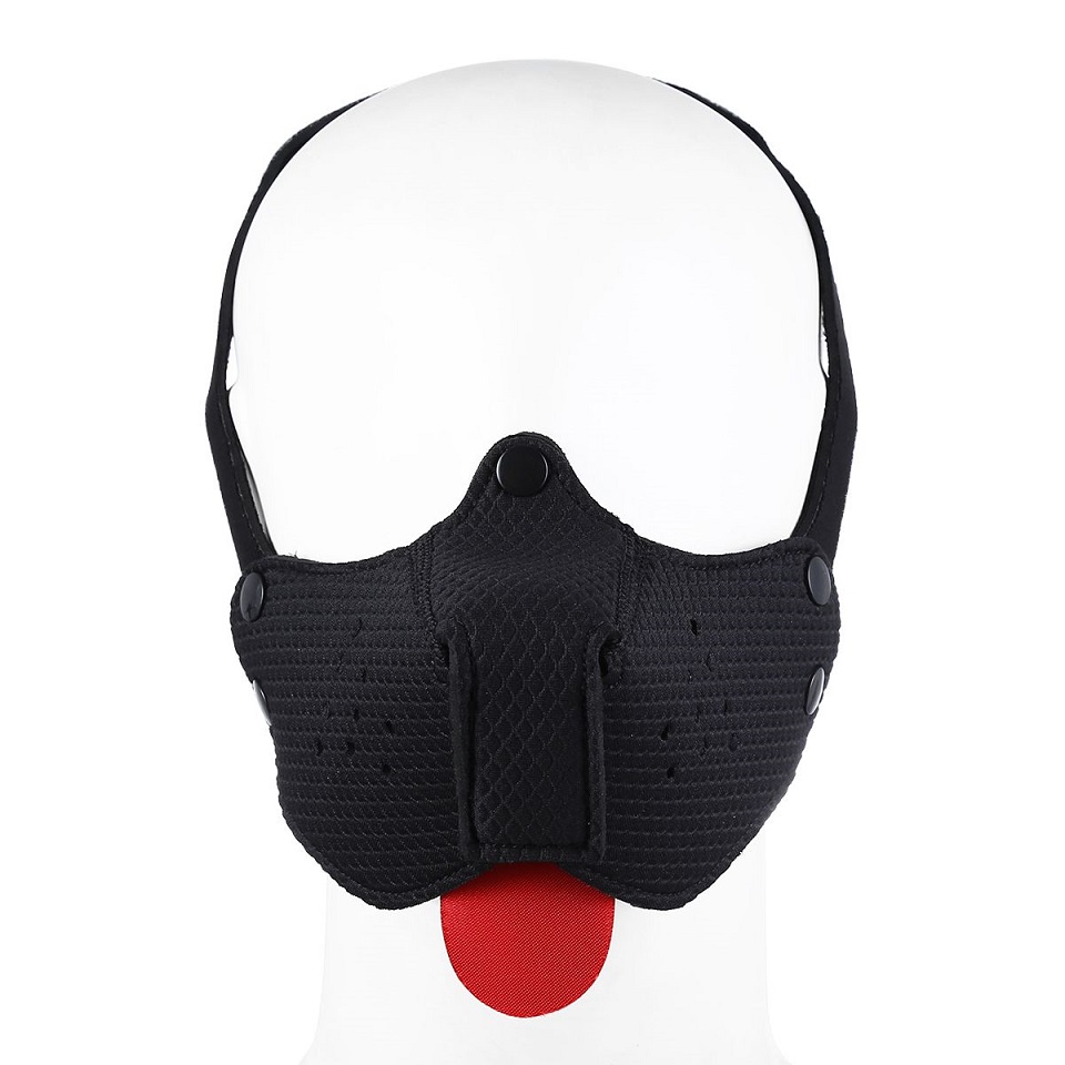 The dog head mask is soft and stretchable. No zippers or fus... Kiotos - Puppy Mouth Mask - Black photo-2