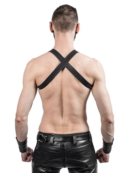 This beautiful harness is the perfect item for any party. Bu... Mister B - Leather X-Back Harness - Black - S/M photo-2