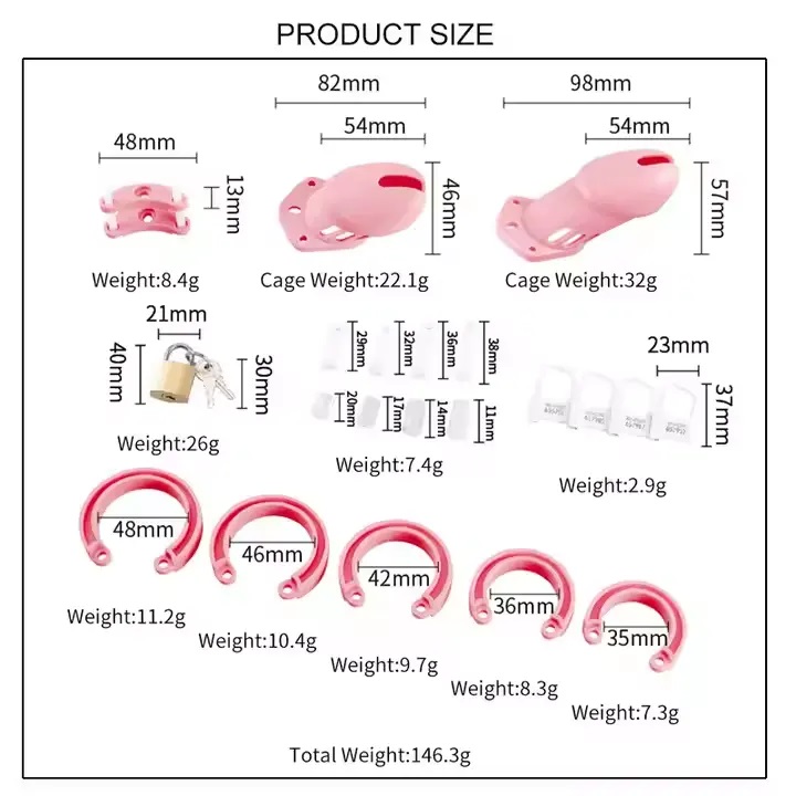 Male chastity device Short with 5 rings
Material: Silicone
... MT - Silicone Short Chastity Cage - Pink photo-5