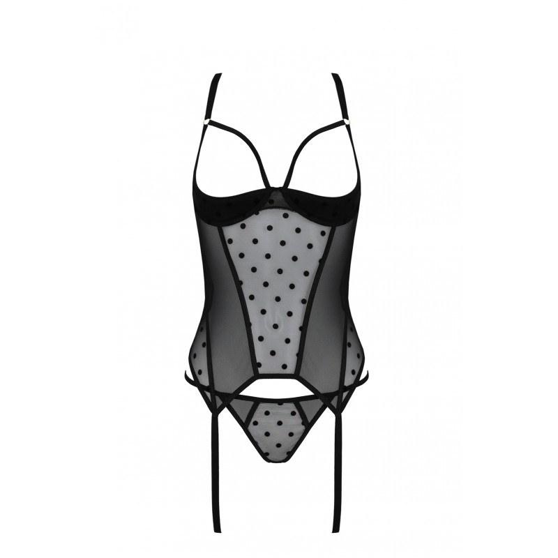 The very spectacular Martina corset is a combination of tran... Passion - Marina Corset - Black - L/XL photo-3
