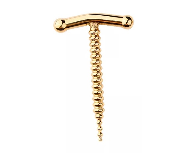 Luxury stainless steel urethral plug with gold color plating... MT - Spiral Urethral Rod - Gold photo-4