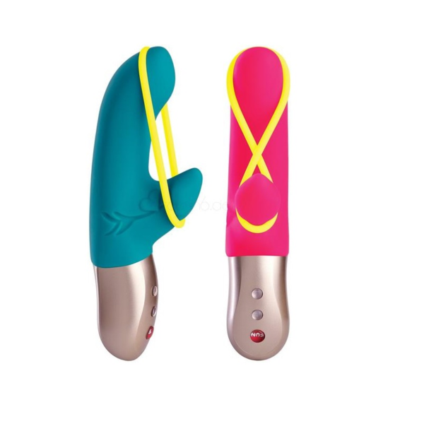 The neon yellow band on this rechargeable MiniVIBRATOR exude... Fun Factory - Vibe Amorino USB - Pink photo-14