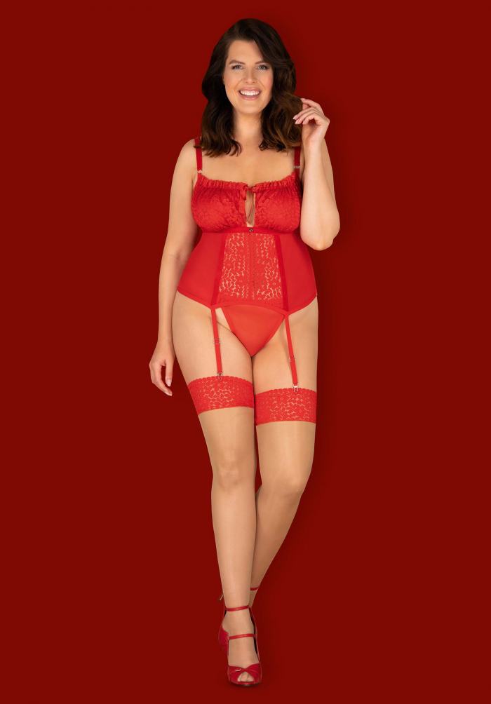 We have prepared for you extremely sexy stockings with red l... Obsessive - Blossmina Stockings - Red - 4XL/5XL photo-3