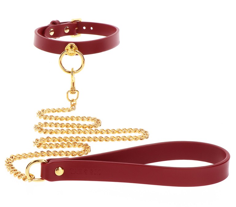 Explore your kinky side! Use the TABOOM O-RING COLLAR & CHAI... Taboom - O-Ring Collar w Leash - Red photo-4