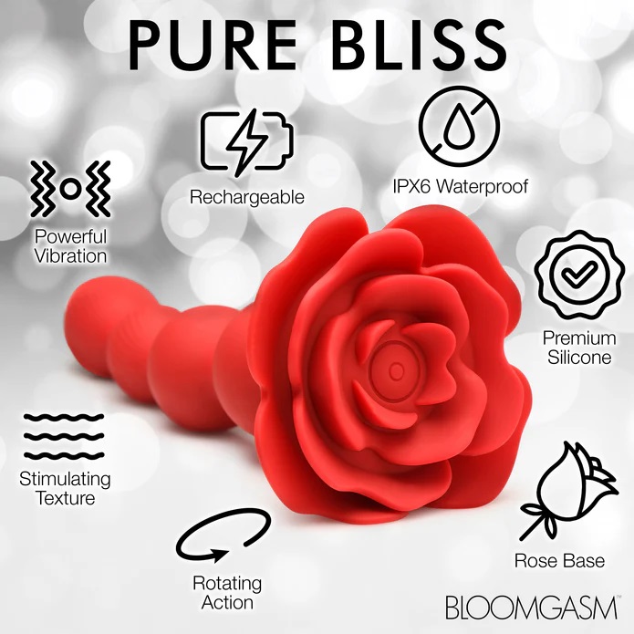 Indulge in a backdoor delight with this vibrating, rotating ... Bloomgasm - 10X Rose Twirl Vibro Beads - Red photo-8