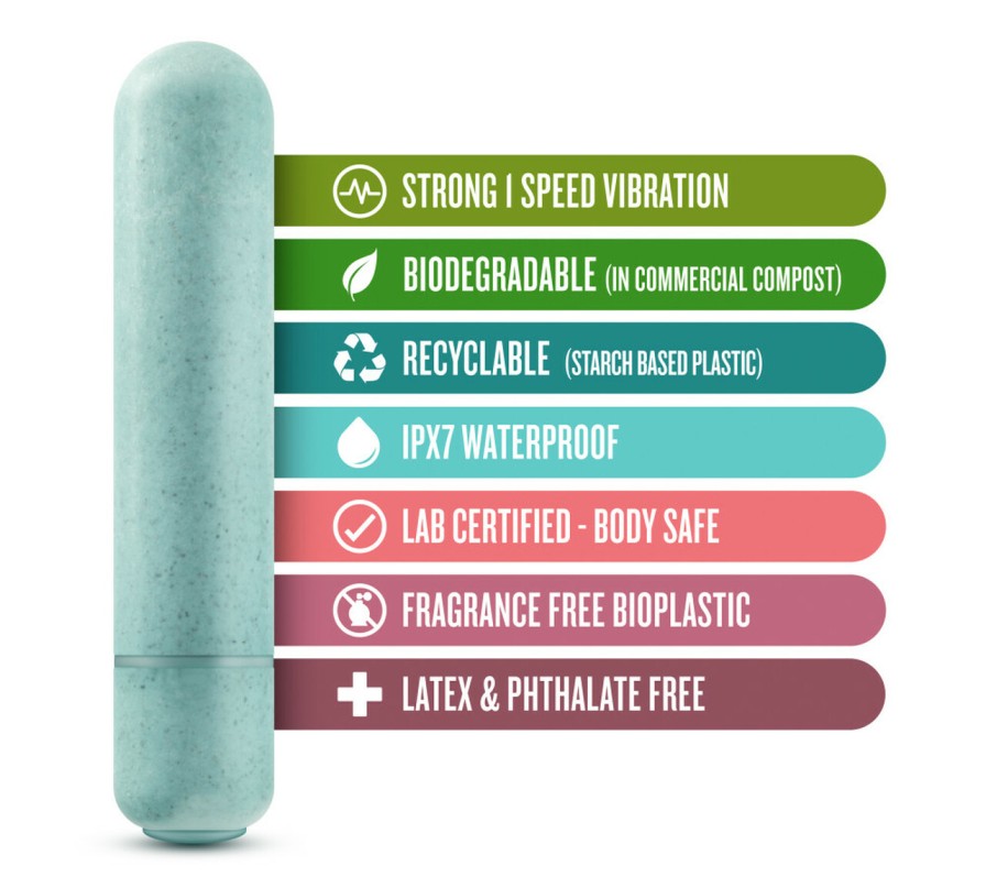 This pleasure-packed petite vibe is crafted from Biofeel, a ... Gaia - Eco Bullet - Aqua photo-2