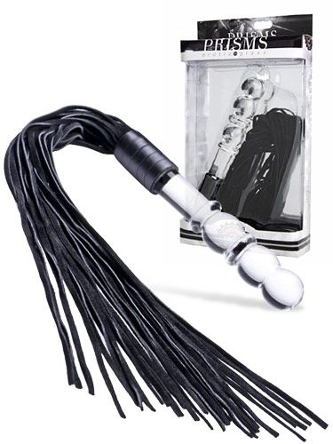 This handcrafted impact toy has a sparkling glass handle and... Prisms Erotic Glass - Lingam Flogger Dildo - Clear photo-2
