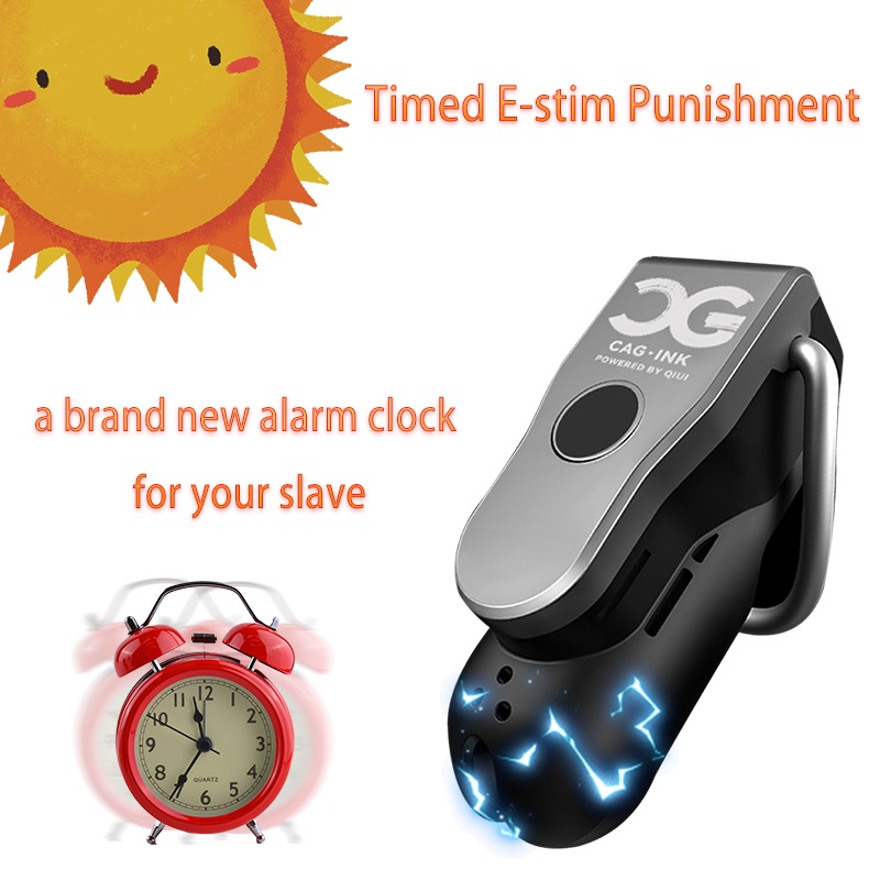 3-Shock modes (Vibrate / Tremble / Sting) at your ch... QIUI - APP Controlled Chastity Device M - Black photo-10