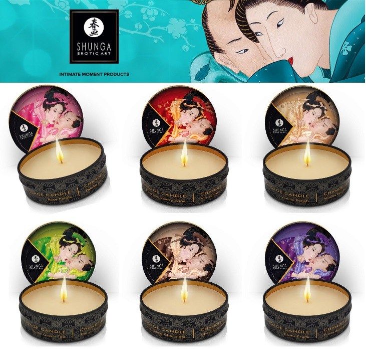 This soy based candle can be used both as an ambiance candle... Shunga - Libido Massage Candle Exotic Fruits - 30ml photo-4