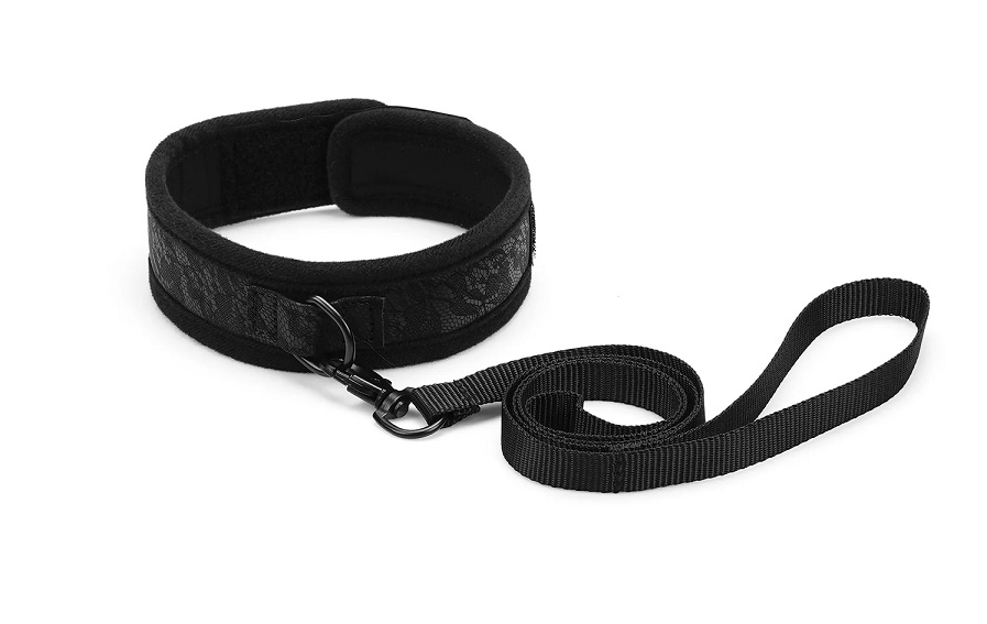 This set includes a blindfold, ball gag, collar, and lead, o... Liebe Seele - Lace Bondage Kit 11pcs - Black photo-2