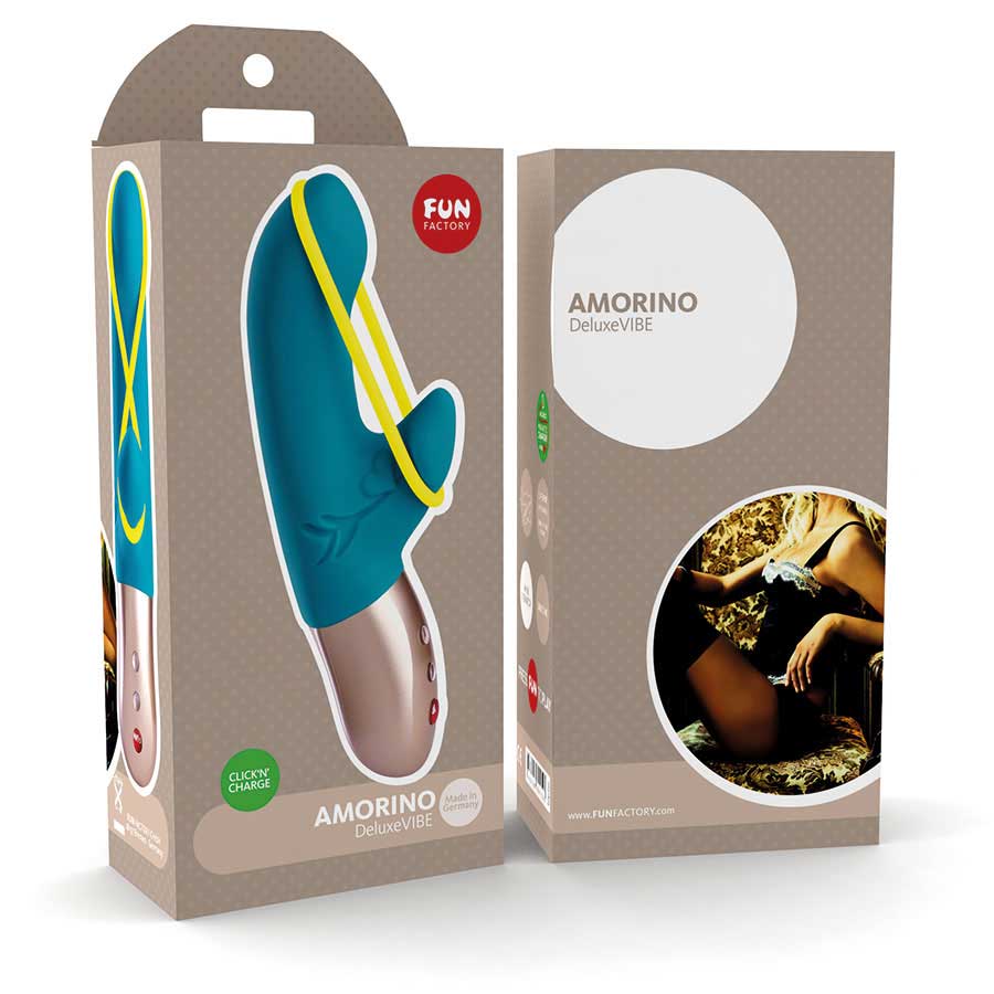 AMORINO相對於Fun Factory品牌下其他迷你款充電型振動器,最大的區別在於,棒體頭部與側面萌芽端之間繫著一根... Fun Factory - Amorino 震動棒 - 藍綠色 照片-16