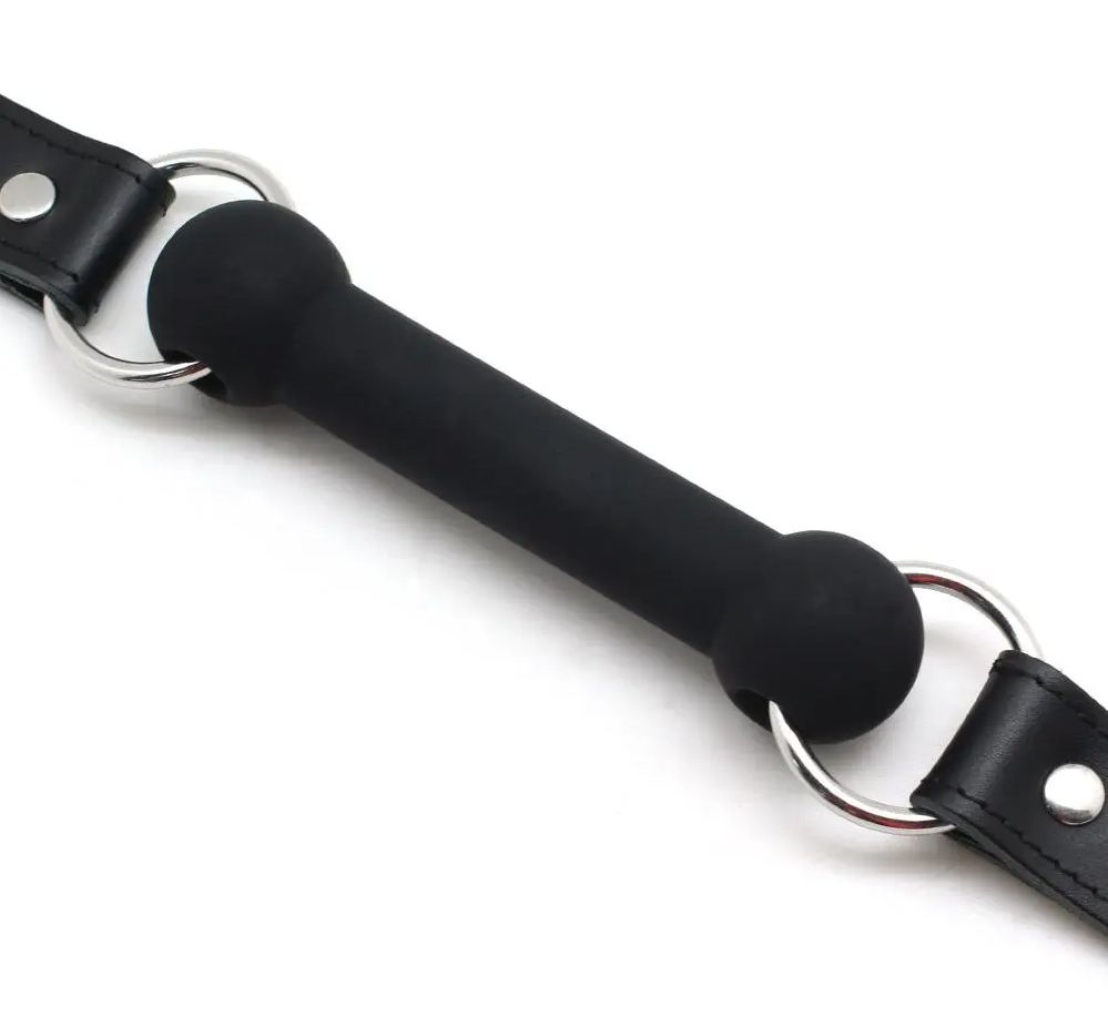 Material: Cow Leather, Silicone, Metal
Adjustable: 38-51cm Liebe Seele - Leather Silicone Bit Gag - Black photo-2