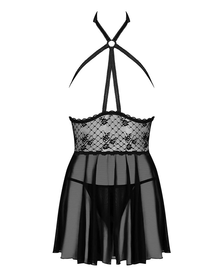 Feel wonderful tonight! We have something that will make you... Obsessive - Nettsy Babydoll & Thong - Black - S/M photo-7