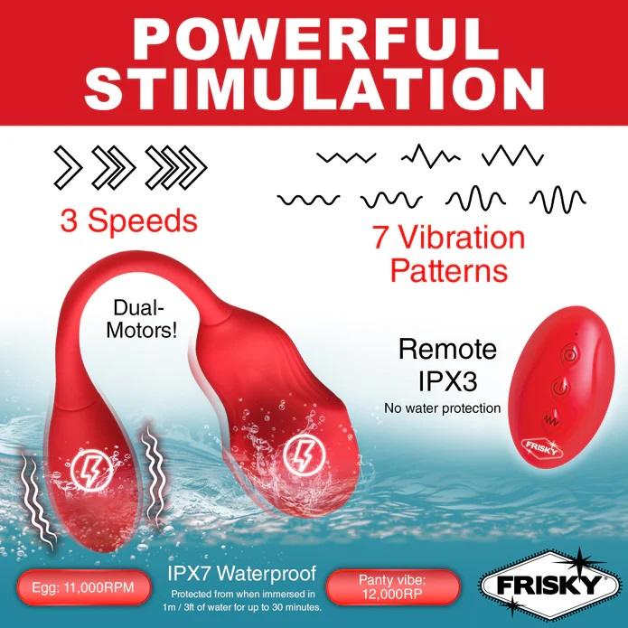 Get Frisky with this discreet, powerful, Double Love Connect... Frisky - Double Love Connection Panty Vibe - Red photo-4