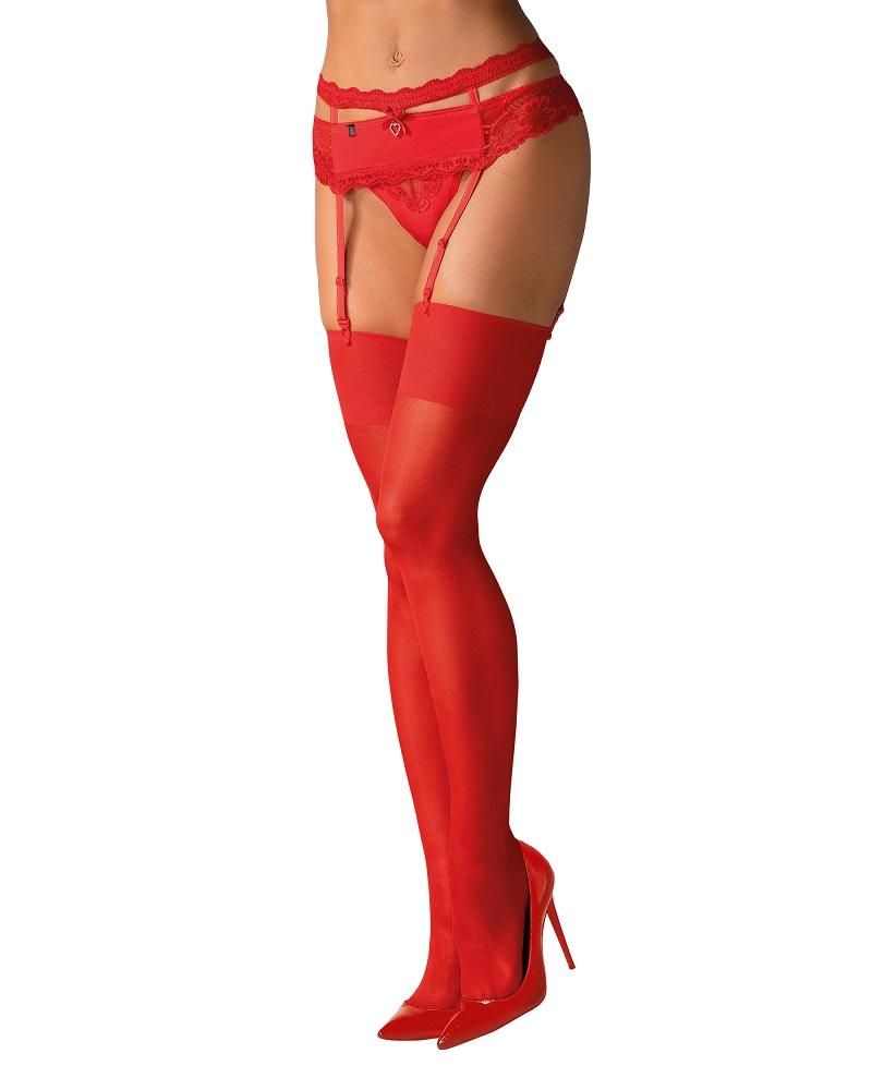 Plans for the evening? Let it be a little naughty! Use your ... Obsessive - S800 Stockings - Red - S/M photo-3