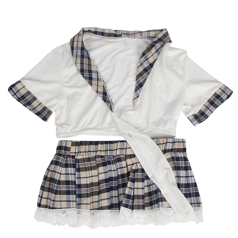 Cosplay suit student uniform with crop top and plaid skirt
... Ohyeah - Student Pleated Skirt Costume - White - XL photo-8