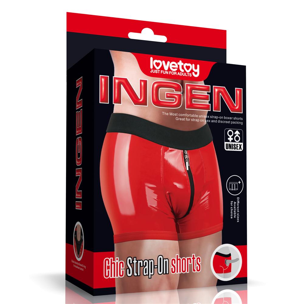 Introducing the "Chic Strap-On shorts" - an innova... Lovetoy - Chic Strap-On Shorts - Red - S/M photo-16