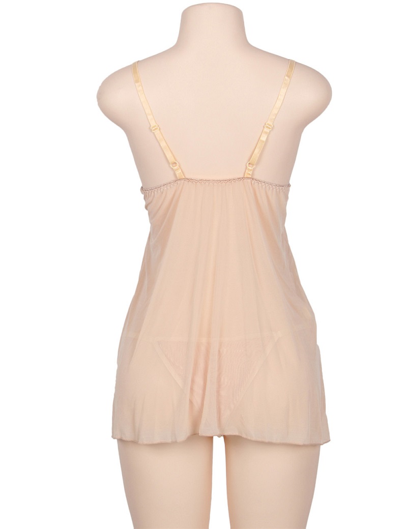 Elegant lingerie dress set with matching panties
Material&n... Ohyeah - Mesh Babydoll Set - Beige - 3XL photo-6