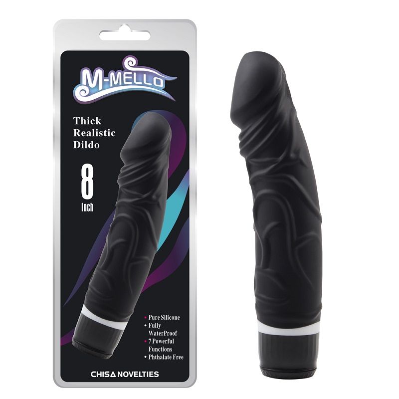 7 speeds, Waterproof, Silky silicone, Phthalates and Latex F... Chisa - Vibrating Thick Realistic Dildo - Black photo-8