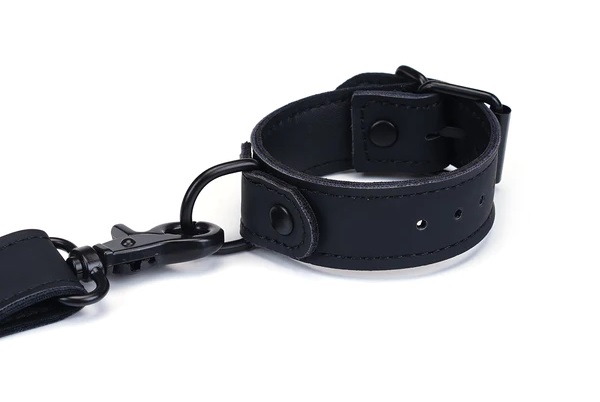 Collar and Wrist Cuffs can be adjusted simultaneously to fit... Vegan Fetish - Wrist to Collar Restraint Set - Black photo-2