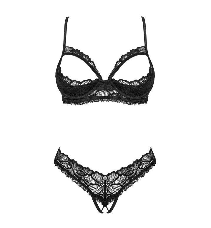 Not afraid to experiment? Would you like to gift your body e... Obsessive - Serafia Crotchless 2pcs Set - Black - XS/S photo-5
