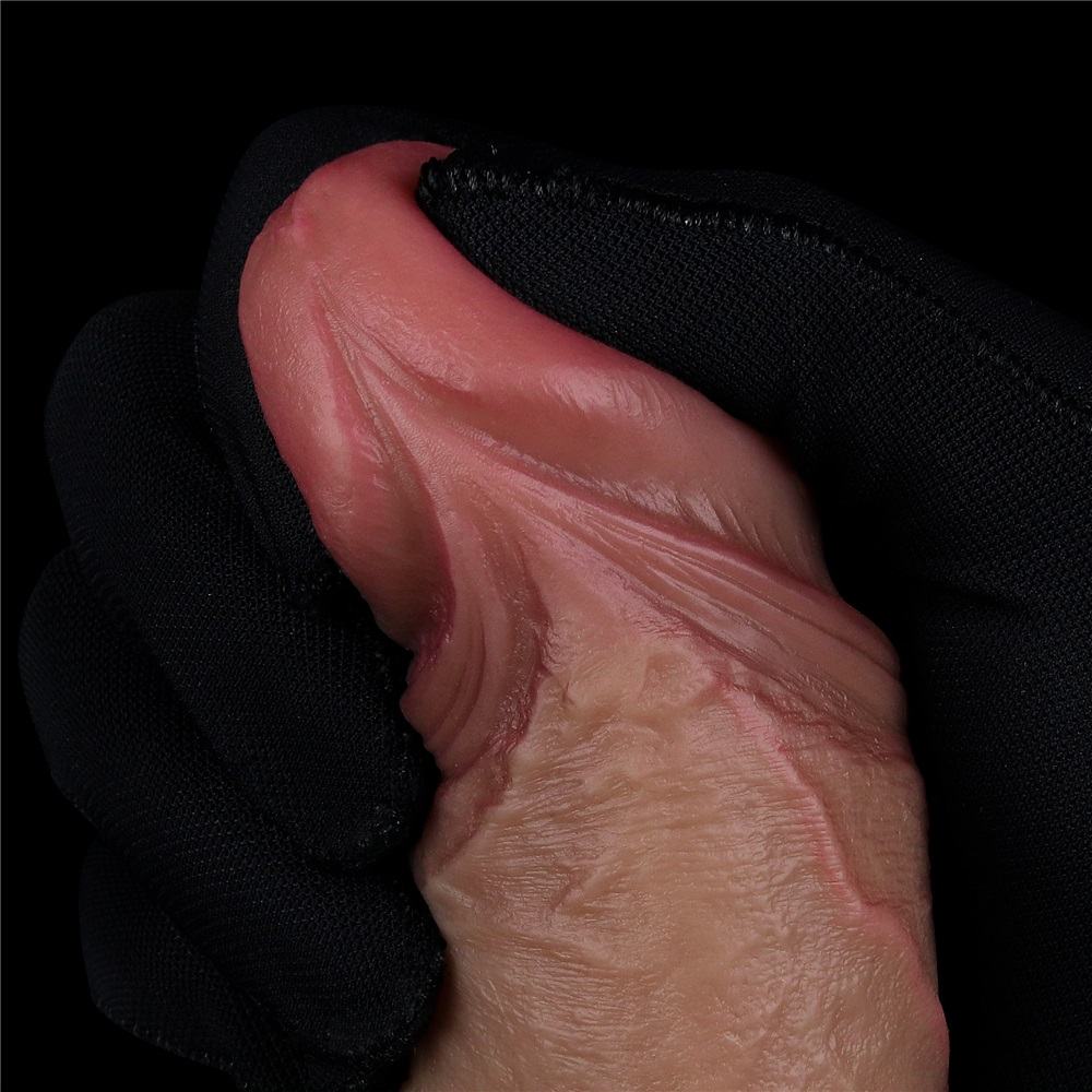 Experience unparalleled pleasure with our Dual-Layered Silic... Lovetoy - 7.5" Dual Layered Natural Dildo - Brown photo-3