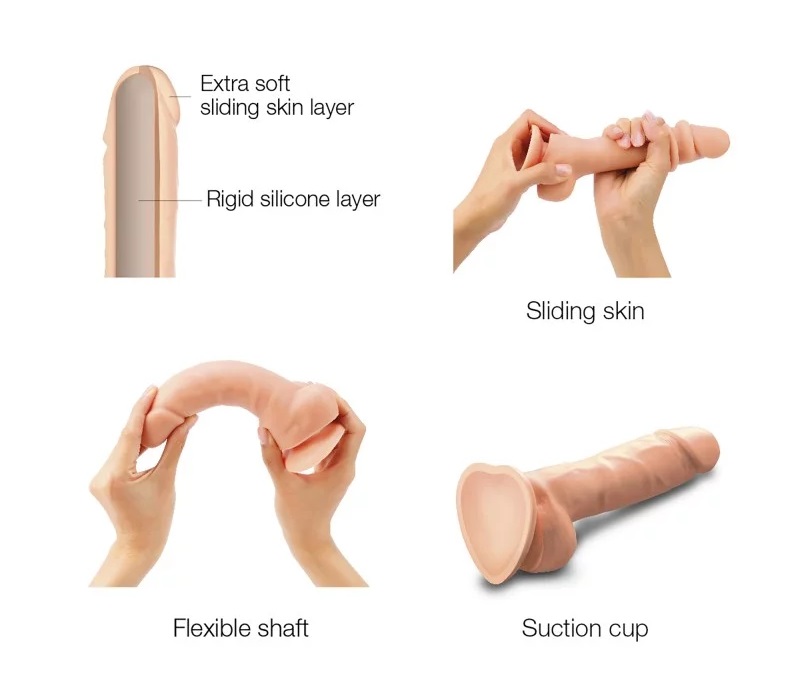 The only dual density silicone Sliding skin realistic dildo ... Strap-On-Me - Sliding Skin Dildo M - Vanilla photo-7