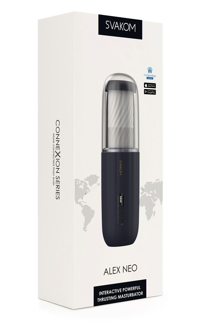 APP-controlled play through Bluetooth connection
Enjoy wit... SVAKOM - Alex Neo Thrusting Masturbator - Dark Blue photo-14