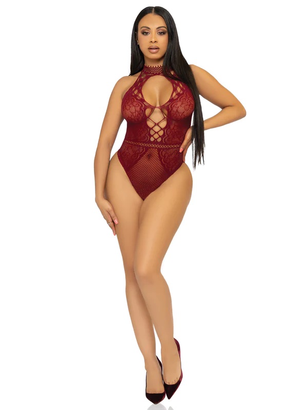 Make your night unforgettable in this hot lingerie bodysuit ... Leg Avenue - Bring The Heat Bodysuit - Burgundy photo-5