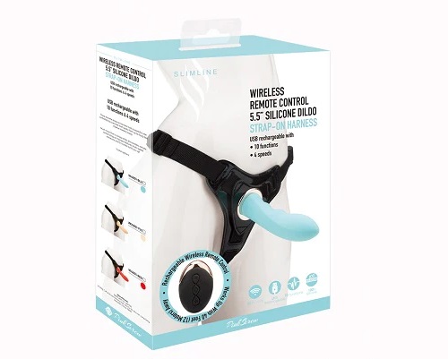 Erokay - 5.5" Vibro Strap-On Harness - Blue photo