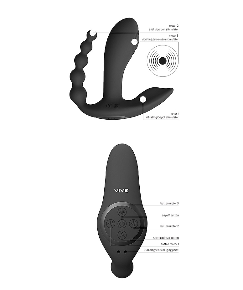 With Three 10-function New Generation F1 Motors and advanced... Vive - Kata Double Vibrator - Black photo-6