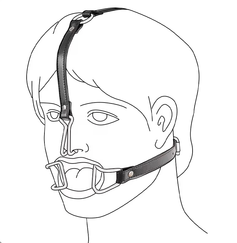 Stainless steel nose hook and mouth clamps
Material: PU lea... MT - Nose Restraint Mouth Gag - Black photo-2