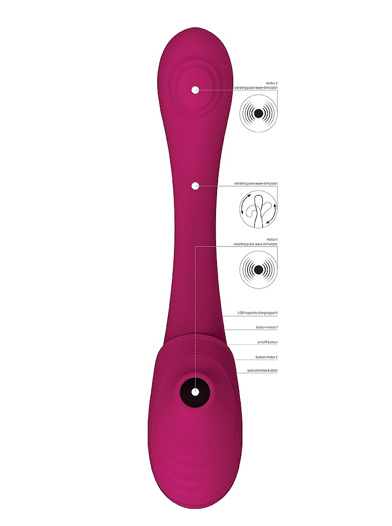 The VIVE Mirai double-ended pulse wave and air wave bendable... Vive - Mirai Double Ended Bendable Vibrator - Pink photo-9