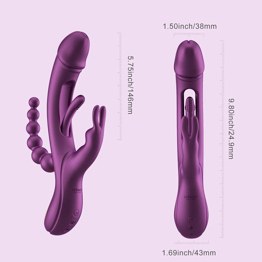 Looking for a vibe to sweep you off your feet? This app-cont... Honey Play Box - Trilux App Rabbit Vibrator w Beads - Purple photo-11