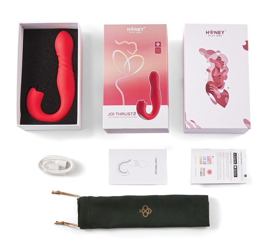 Joi Thrust 2 – pressure sensing, App-controlled, Thrusting G... Honey Play Box - Joi Thrust 2 Sensing G-Spot App Vibrator - Red photo-7