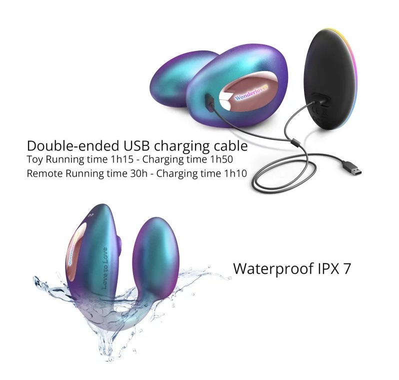 Unconditional love could be Wonderlover’s motto. This toy br... Love to Love - Wonderlover Double Stimulator - Iridescent Turquoise photo-7