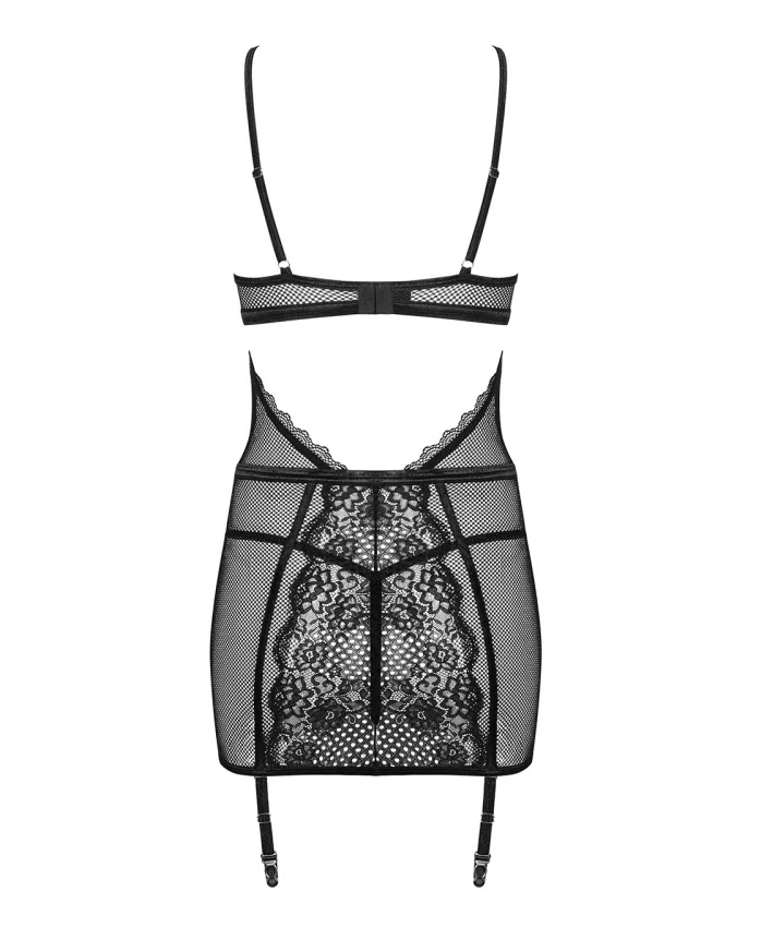 Did you feel like a bit of hot impressions? This chemise wil... Obsessive - Basitta Chemise & Thong - Black - S/M photo-8