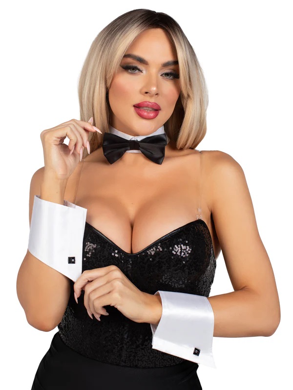 From dazzling show-woman to playful bunny, the Leg Avenue 2-... Leg Avenue - Tuxedo Bow Tie & Cuffs Set photo-4