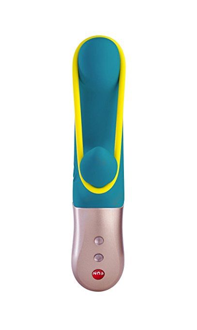 AMORINO相對於Fun Factory品牌下其他迷你款充電型振動器,最大的區別在於,棒體頭部與側面萌芽端之間繫著一根... Fun Factory - Amorino 震動棒 - 藍綠色 照片-7
